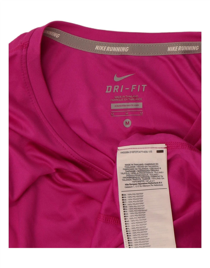Nike Damen Dri Fit Top Langarm UK 14 Mittelrosa Polyester