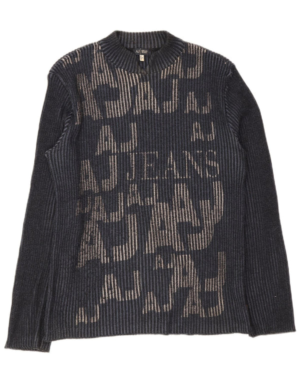 Armani Jeans Herren-Pullover mit grafischem Rollkragen, XL, Marineblau, Baumwolle