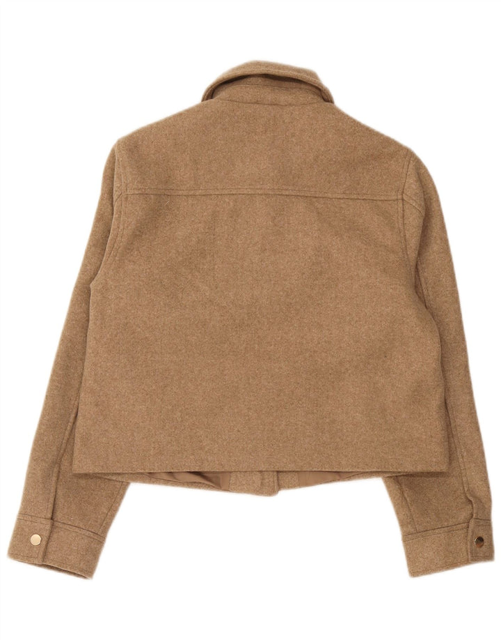 Zara Damen Bomberjacke UK 10 Small Braunes Polyester
