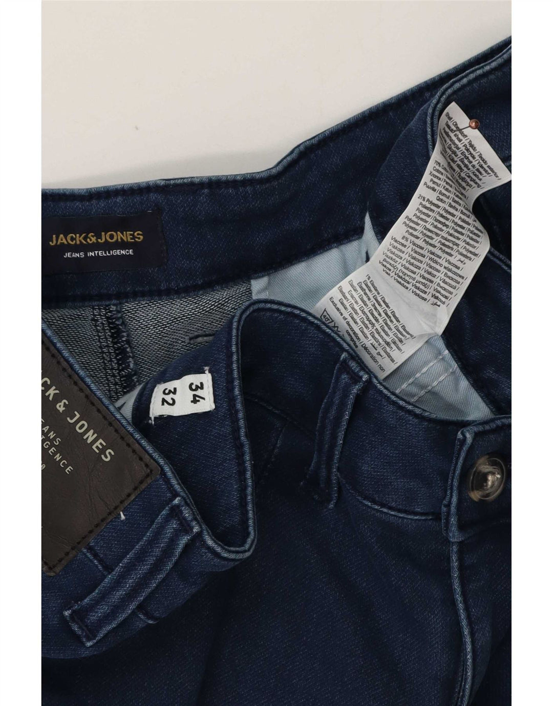 Jack & Jones Herren Straight Jeans W34 L32 Blaue Baumwolle