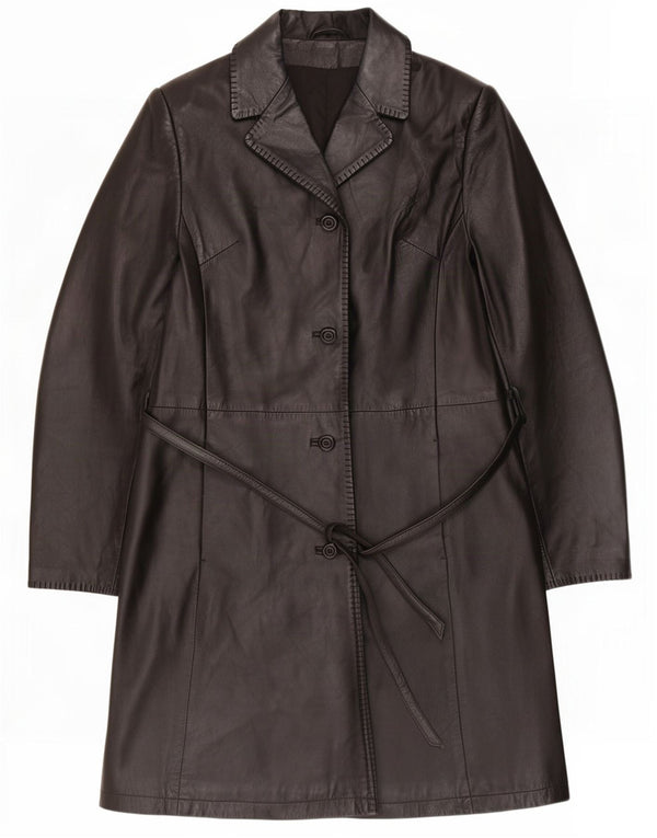 Vintage Damen Ledermantel IT 50 XL Schwarz