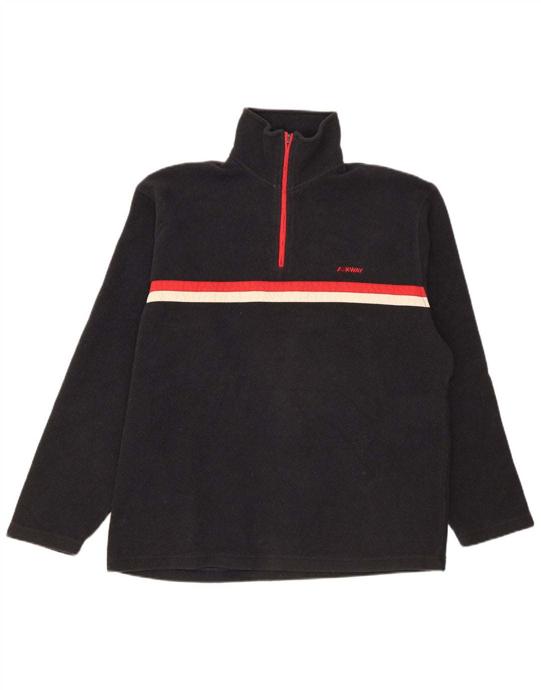 K-Way Herren-Fleecepullover mit Reißverschluss am Hals, mittelschwarz gestreift