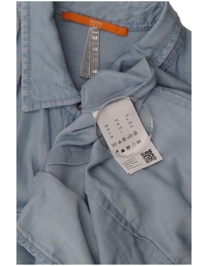 Hugo Boss Damen Übergroßes Hemd UK 6 XS Blaues Lyocell