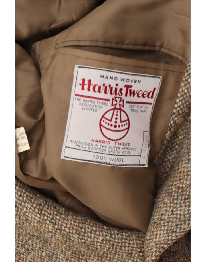 Harris Tweed Herren-Blazer mit 2 Knöpfen, UK 36, kleine Khaki-Wolle