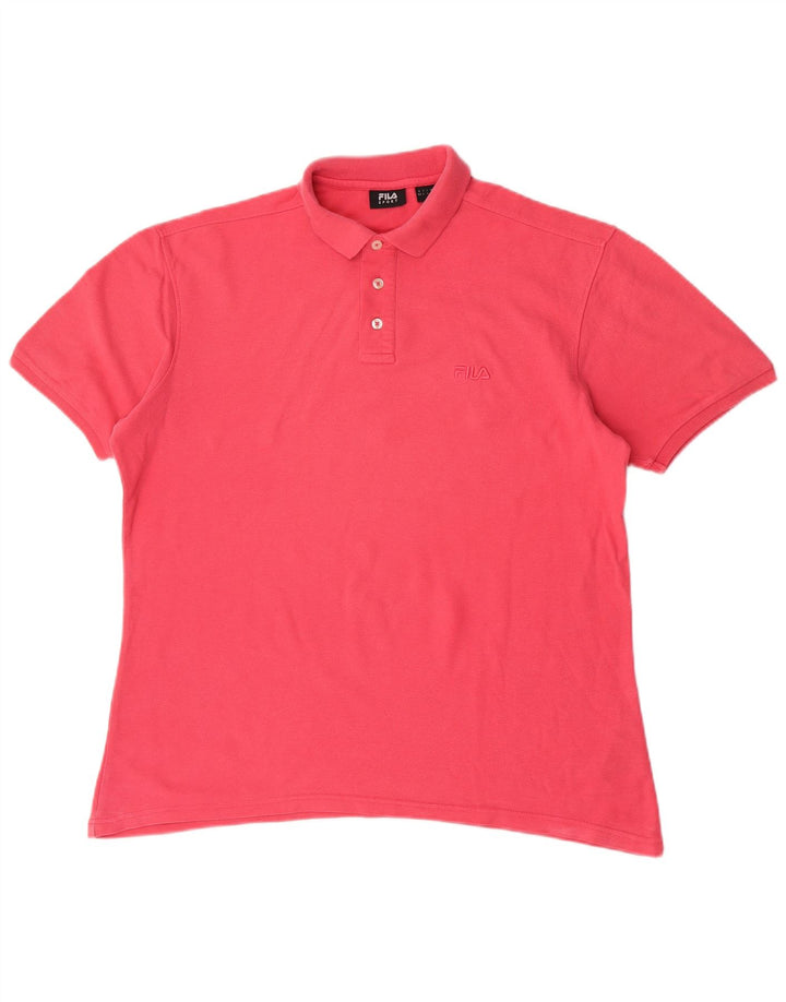 Fila Herren-Poloshirt, groß, rosa, Baumwolle
