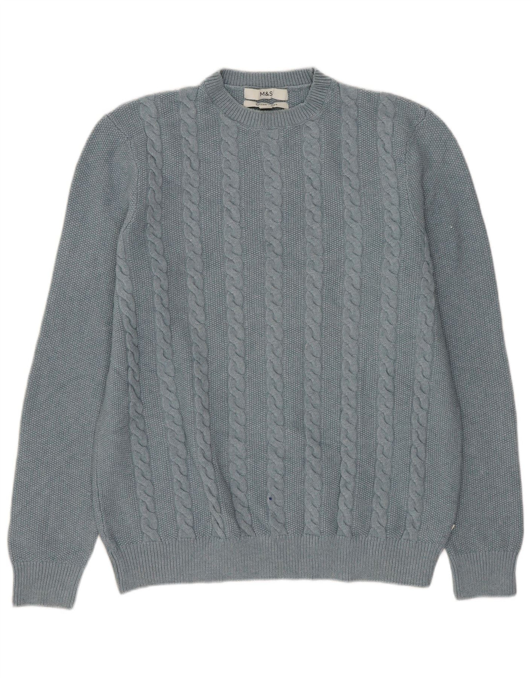 Marks & Spencer Herren-Pullover mit Rundhalsausschnitt, Mittelblau, Polyester