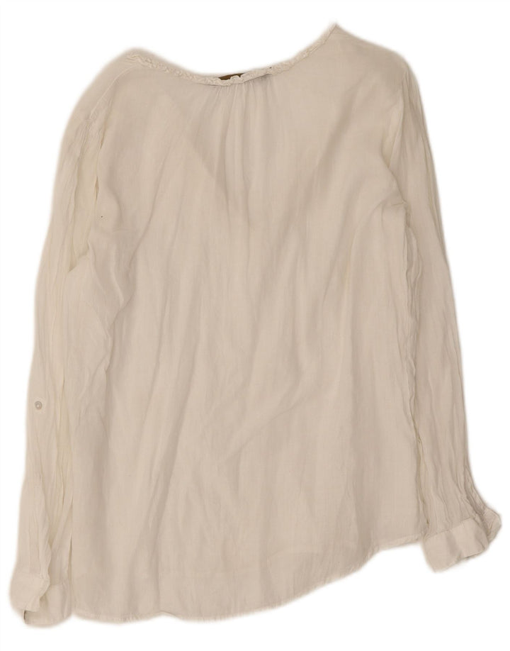 Zara Damen Top Langarm UK 16 Large Weiß