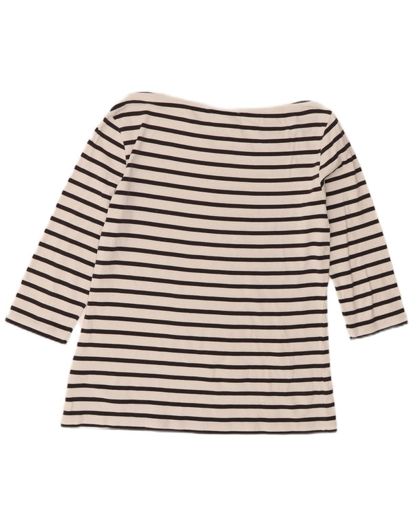 Tommy Hilfiger Damen-Top, 3/4-Ärmel, UK-Größe 14, Größe L, weiß gestreift, Baumwolle