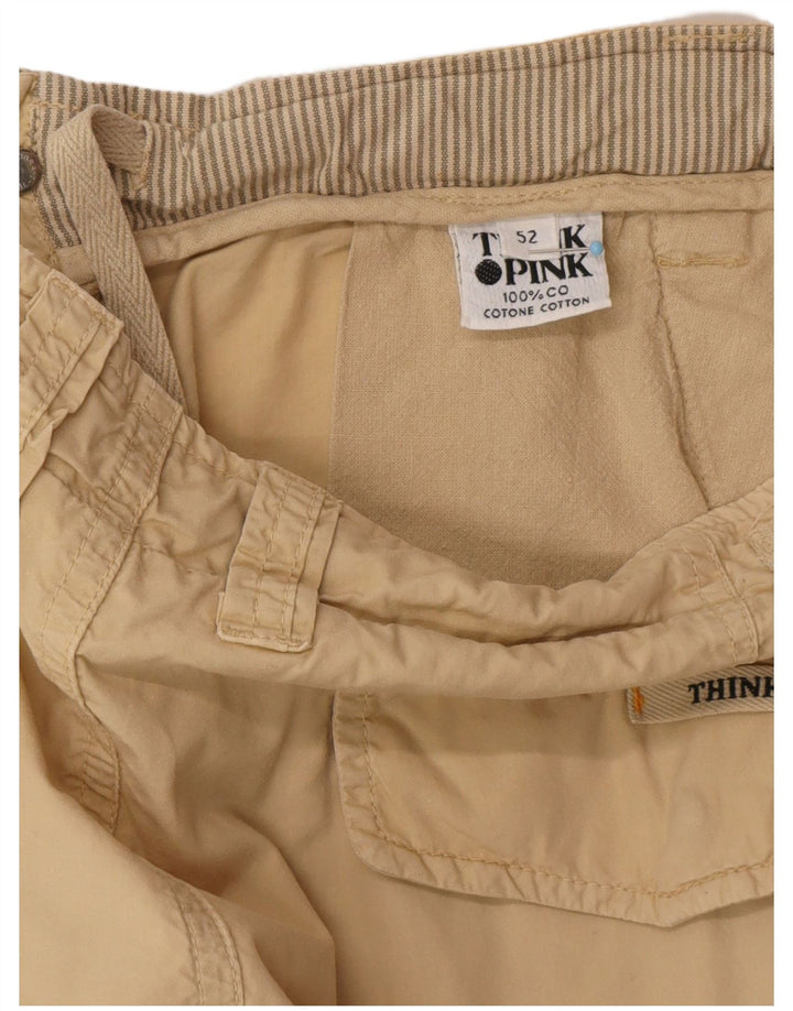 THINK PINK Herren Cargoshorts IT 52 XL W38 Beige Baumwolle
