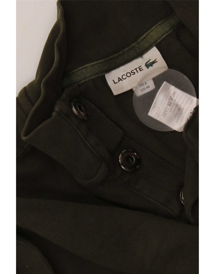 Lacoste Herren-Pullover mit Knopfkragen, Größe 4, mittlere Khaki-Baumwolle