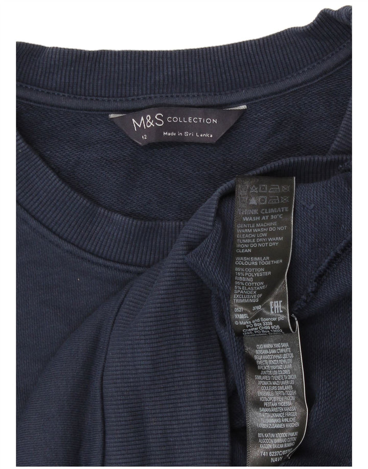 Marks & Spencer Damen-Sweatshirt-Pullover UK 12 Mittelmarineblaue Baumwolle