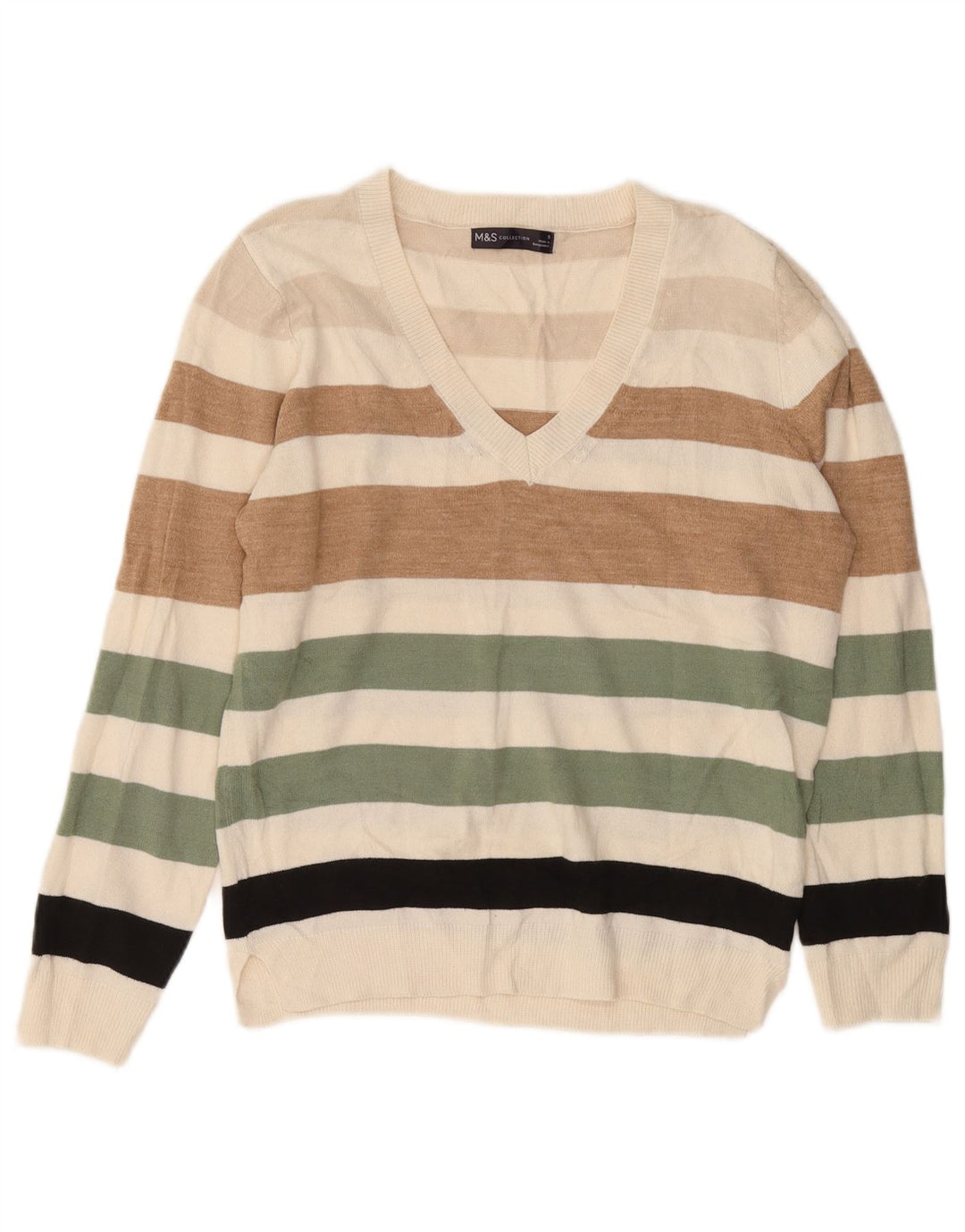 Marks & Spencer Herren-Pullover mit V-Ausschnitt, klein, mehrfarbig gestreift
