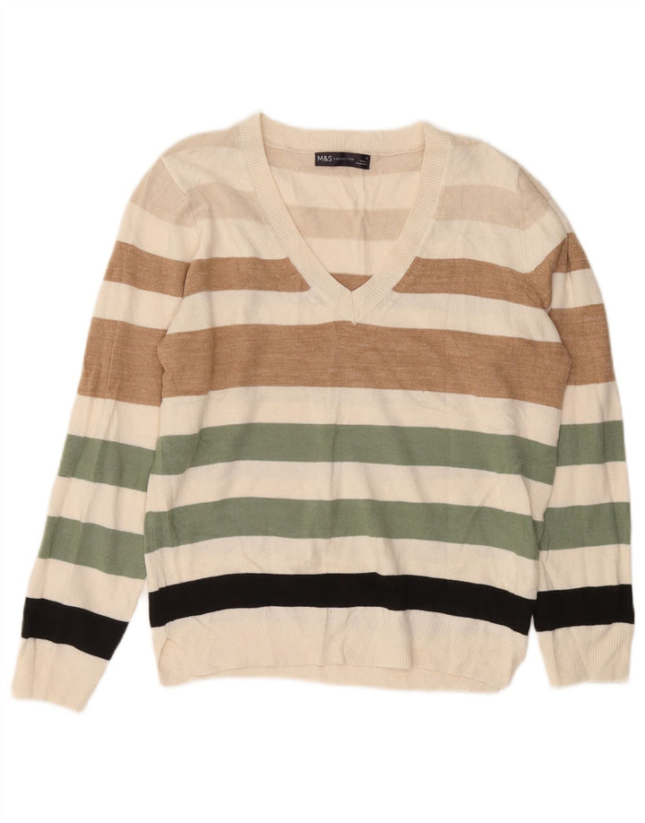 Marks & Spencer Herren-Pullover mit V-Ausschnitt, klein, mehrfarbig gestreift