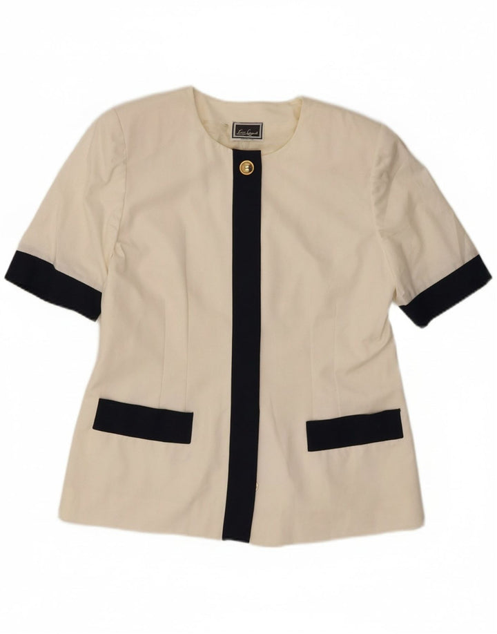 LUISA SPAGNOLI Womens Cardigan Top IT 46 Large Off White Colourblock