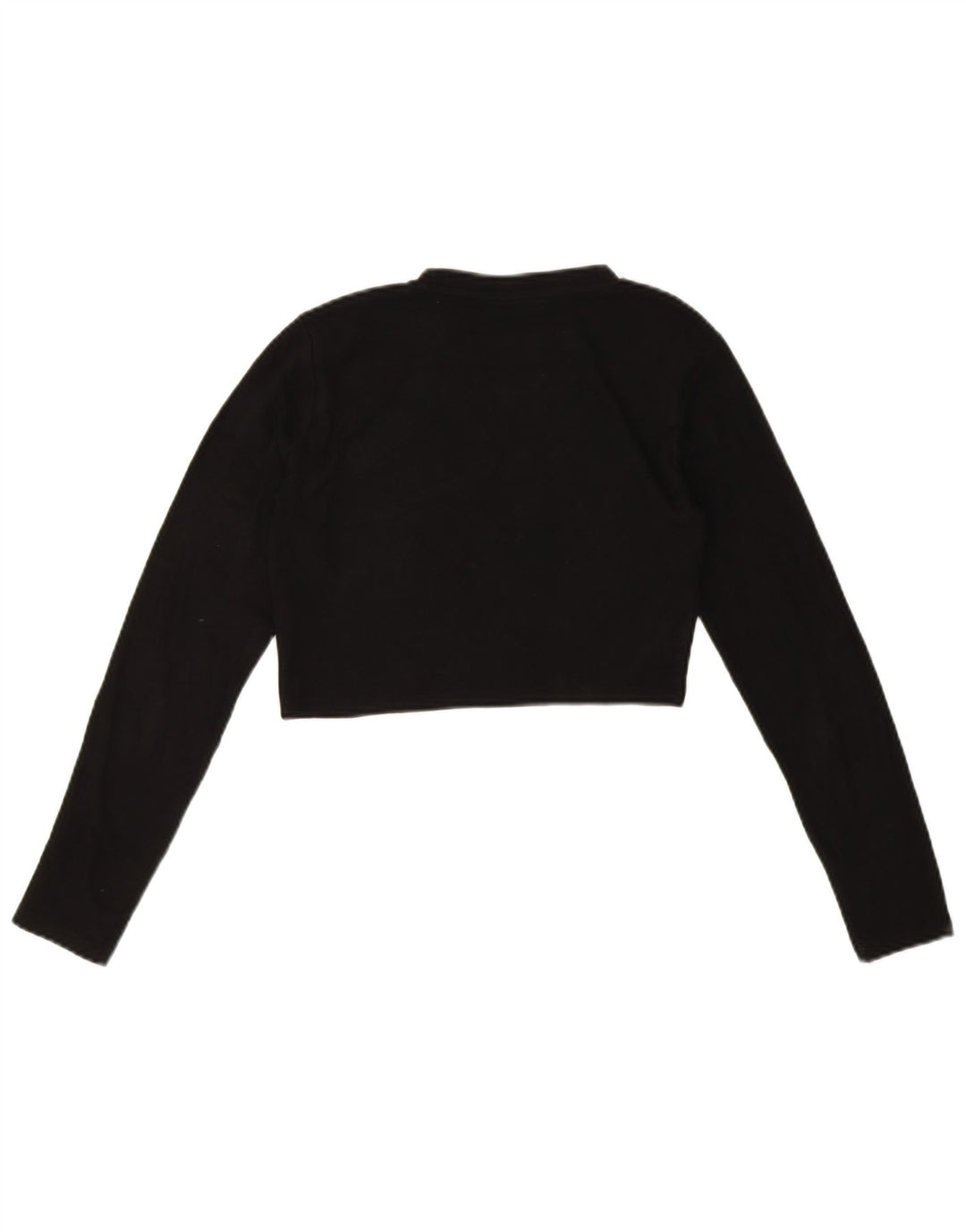 Zara Damen Crop Top Langarm UK 16 Große schwarze Baumwolle
