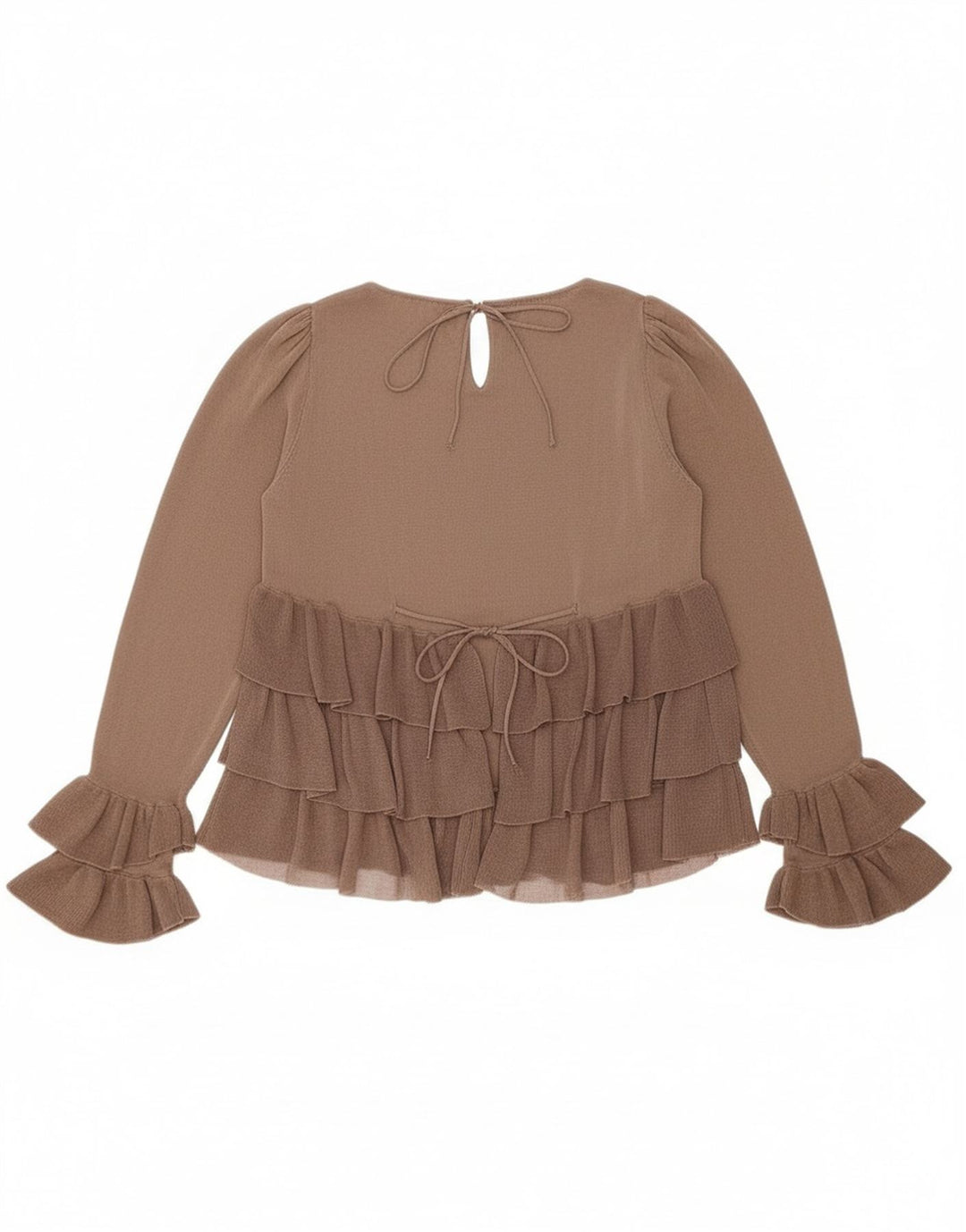 Übergroßes Langarm-Blusenoberteil von Zara für Damen, UK 10, Small, Braun, Farbblock