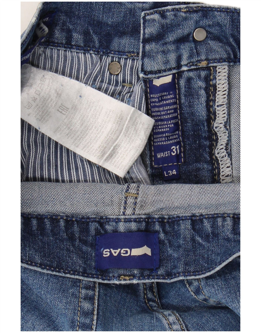 Gas Herren Slim Jeans W31 L34 Blaue Baumwolle