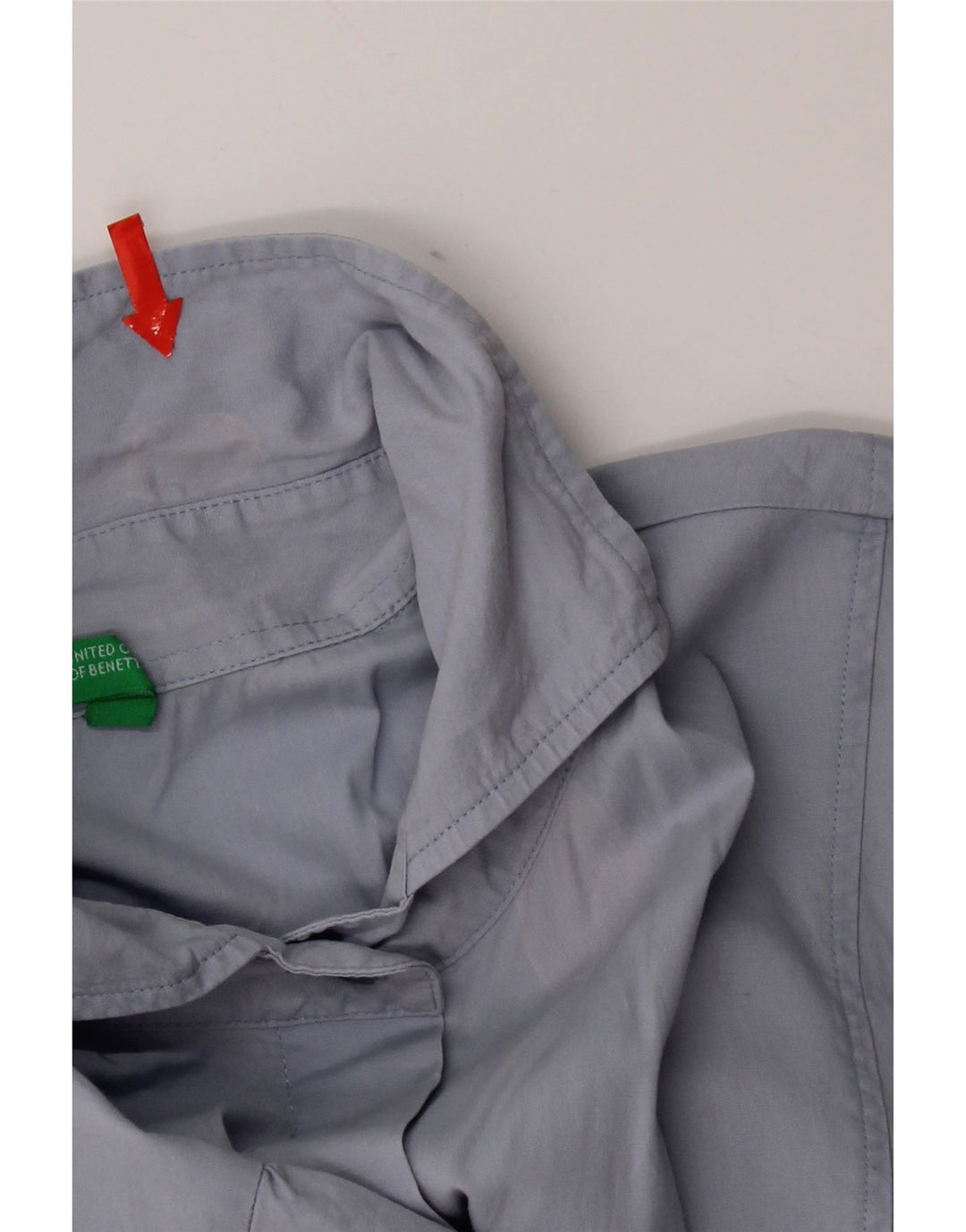 Benetton Damen Kurzarmhemd UK 12 Mittelblau