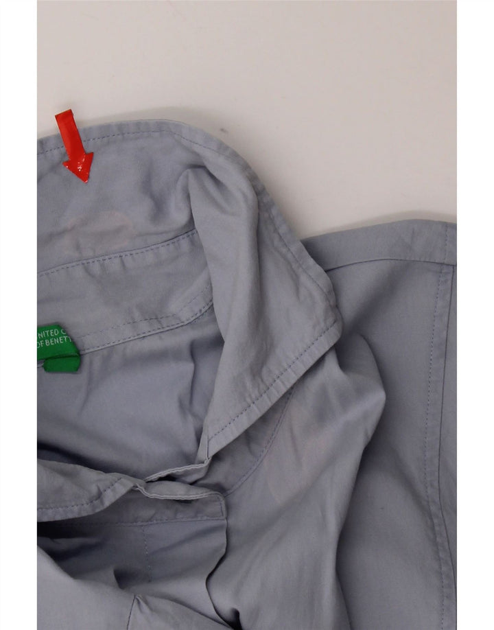 Benetton Damen Kurzarmhemd UK 12 Mittelblau
