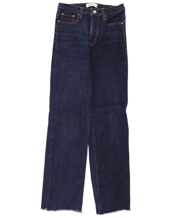 Zara Damen-Jeans mit hoher Taille, lockere Passform, EU 38, Größe S, W28, L31, Marineblau