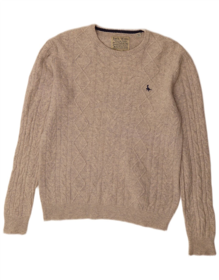 Jack Wills Herren-Pullover mit Rundhalsausschnitt, Mittelgrau