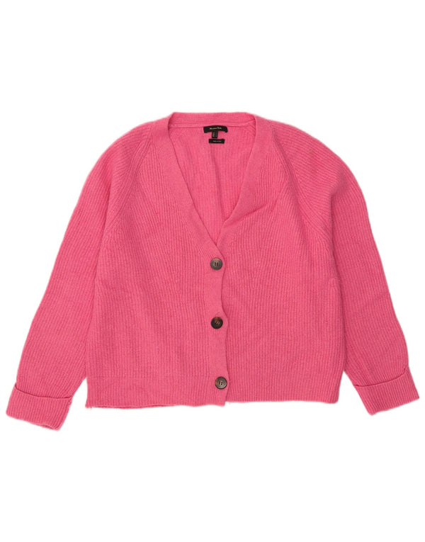 Massimo Dutti Womens Crop 3/4 Sleeve Cardigan Sweater UK 16 Large Pink Wool