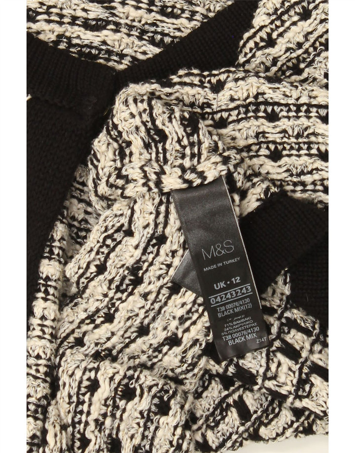 Marks & Spencer Damen-Cardigan-Pullover UK 12 Mittelschwarz karierte Baumwolle