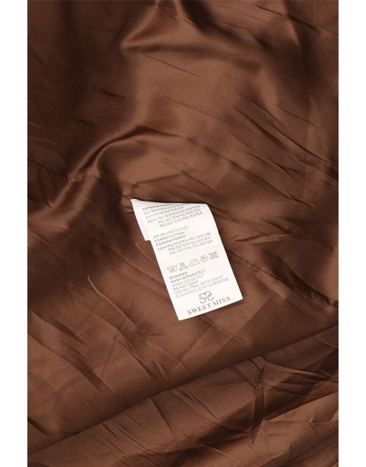 SWEET MISS Zweireihiger Damenmantel UK 14 Mittelbraun kariertes Polyester