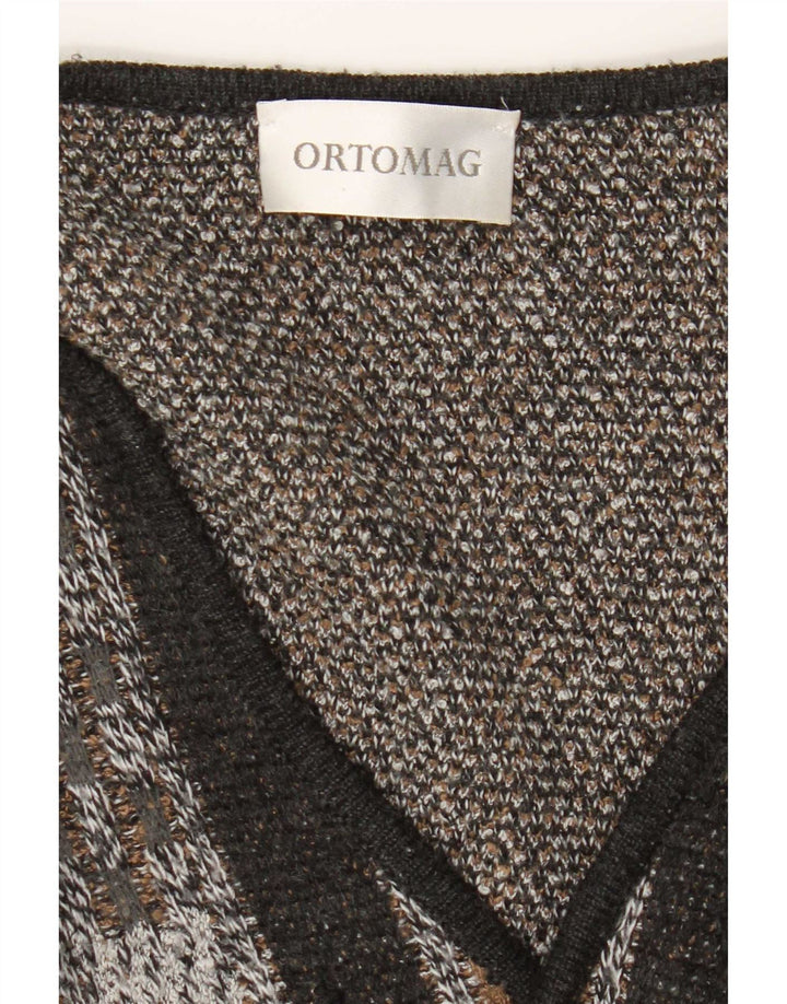 Vintage Herren Cardigan Pullover XL Schwarz Geometrisch