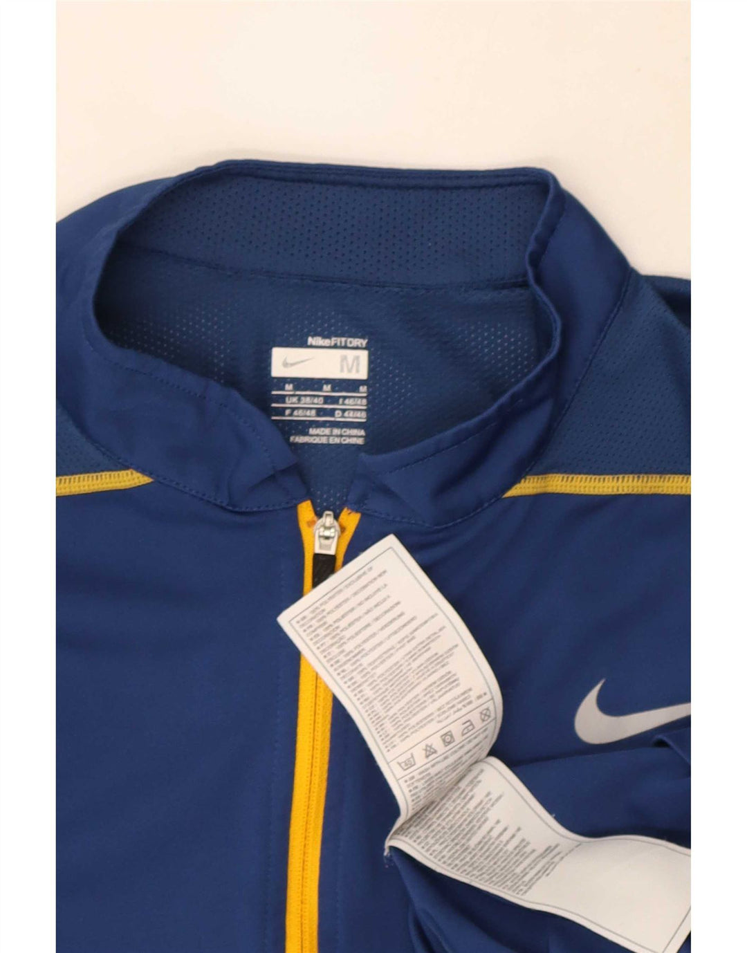 Nike Herren-T-Shirt mit Reißverschluss am Hals, UK 38/40, mittelblaues Colourblock-Polyester