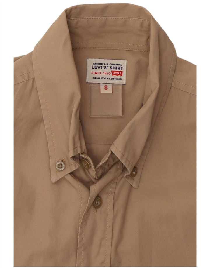 Levi's Herren Kurzarmhemd Small Beige Baumwolle