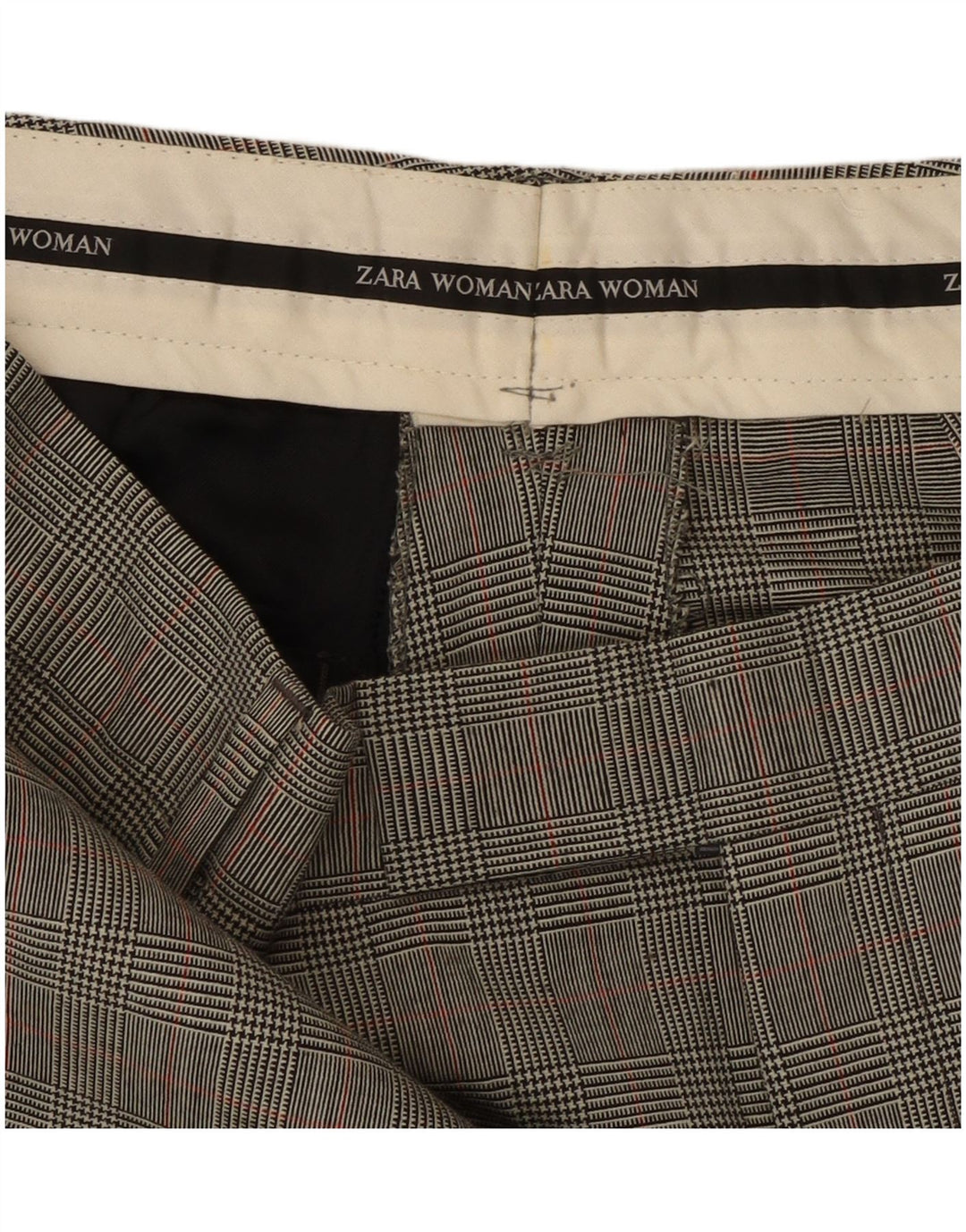 Gerade Anzughose für Damen von Zara, W32, L31, grauer Hahnentritt-Klassiker