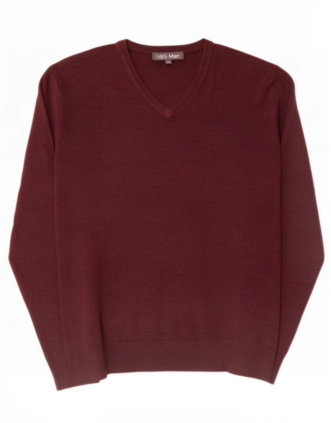 Marks & Spencer Herren-Pullover mit V-Ausschnitt, mittelbraunes Acryl