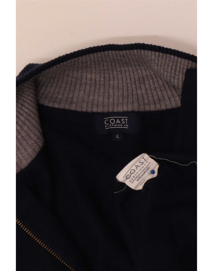 Coast Herren-Pullover mit Reißverschluss am Hals, große marineblaue Wolle