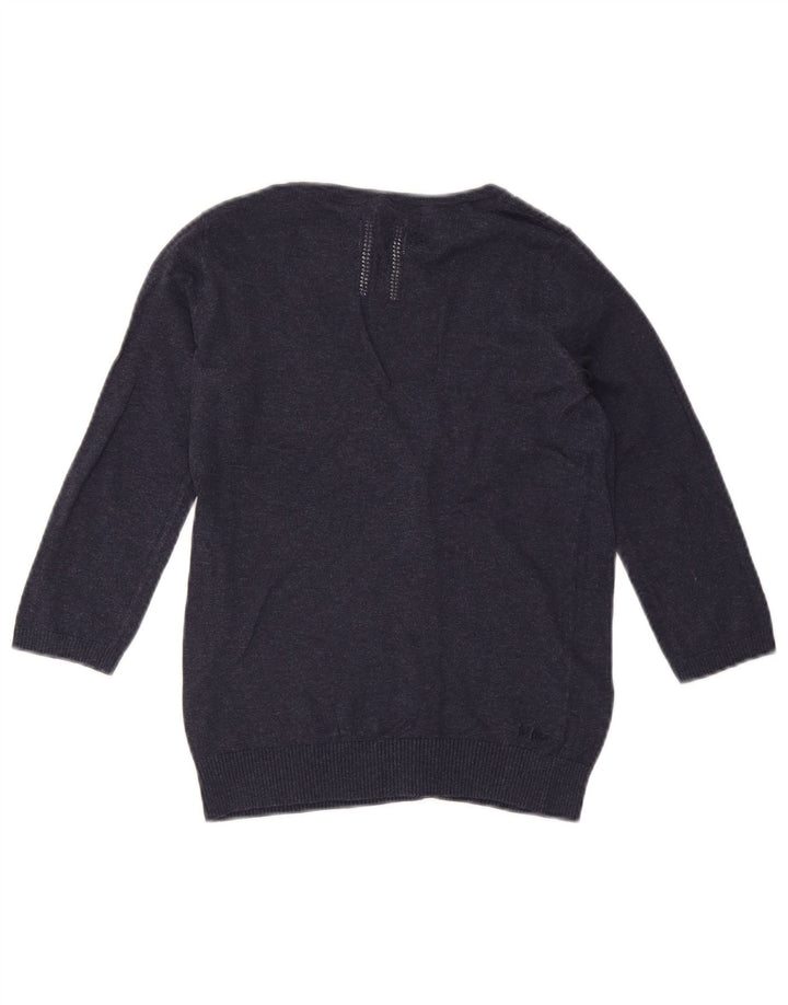 FAT FACE Damen-Strickjacke mit 3/4-Ärmeln, Größe S, Marineblau, Baumwolle