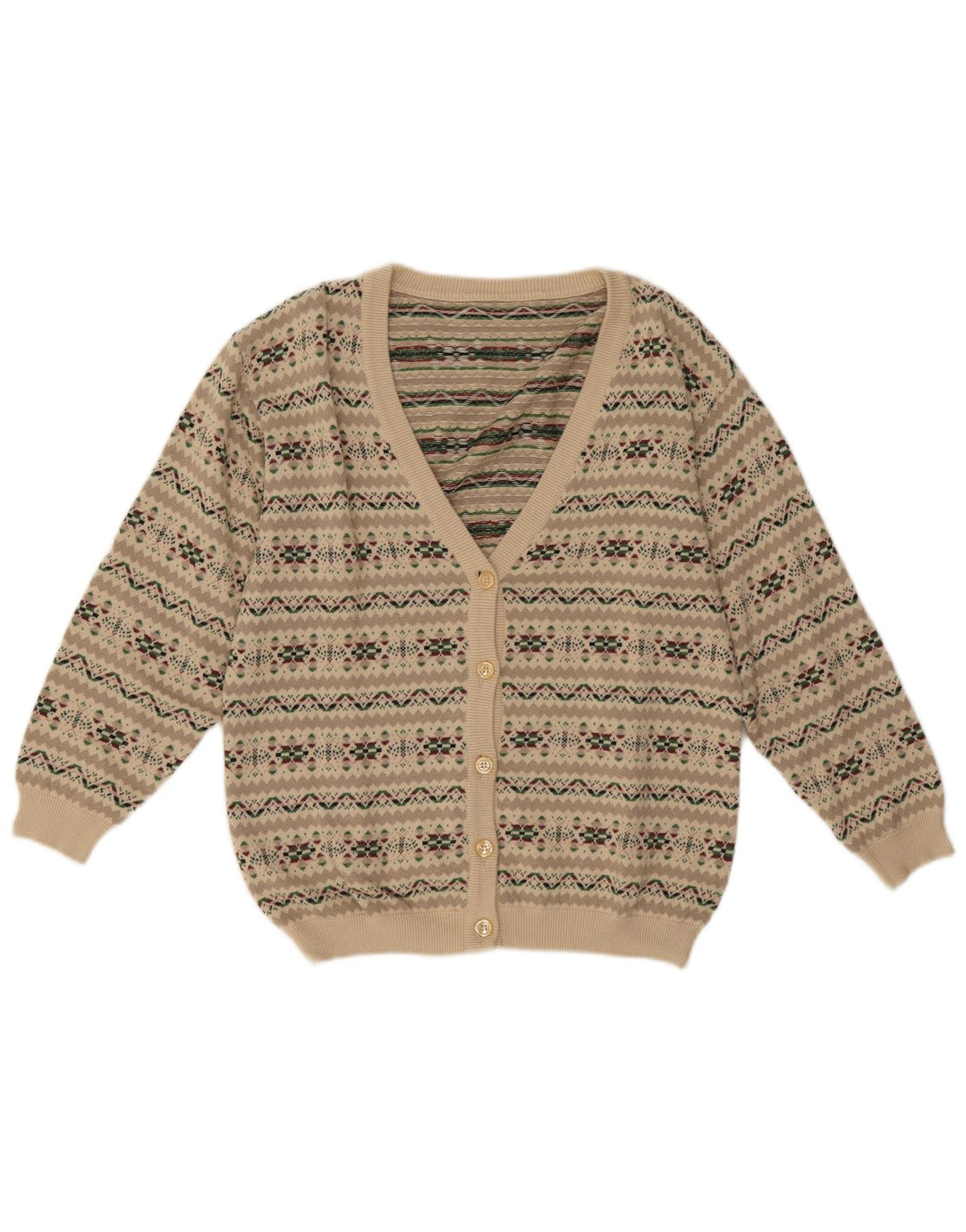 Vintage Damen Cardigan Pullover UK 14 Mittelgrau Fair Isle