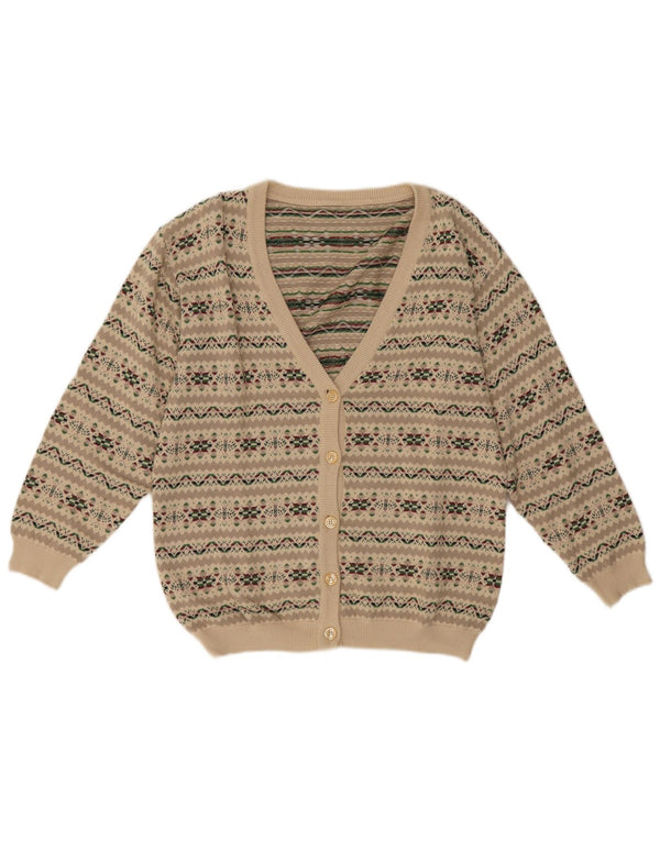 Vintage Damen Cardigan Pullover UK 14 Mittelgrau Fair Isle