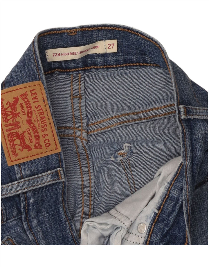Levi's Damen 724 High Rise Straight Cropped Jeans W27 L26 Blau