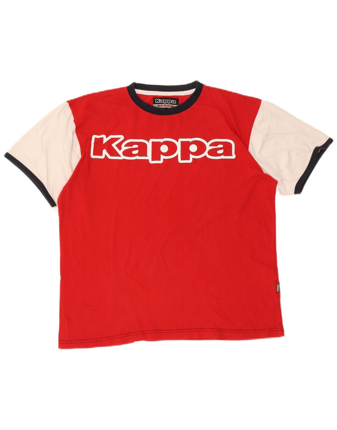 Kappa Herren Grafik-T-Shirt-Oberteil aus mittelroter Colourblock-Baumwolle