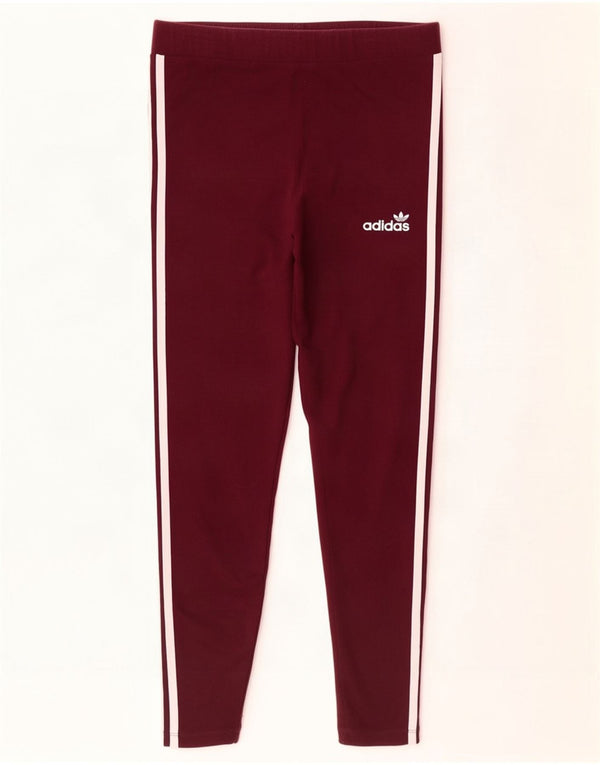 Adidas Damen Leggings UK 16 Large Burgund Baumwolle