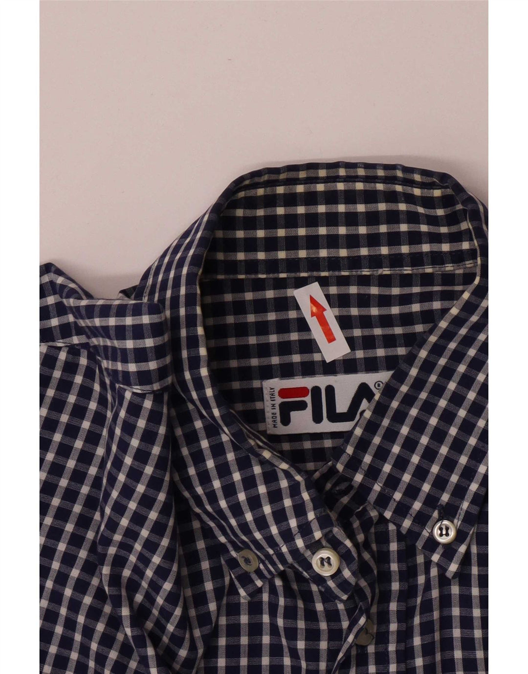 Fila Herren-Hemd mit normaler Passform, mittelblaue Gingham-Baumwolle in Marineblau