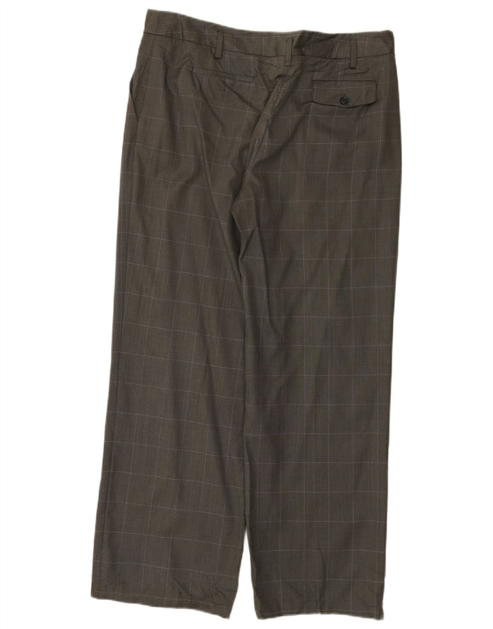 Calvin Klein Damen gerade Anzughose US 14 XL W36 L30 grau karierte Wolle