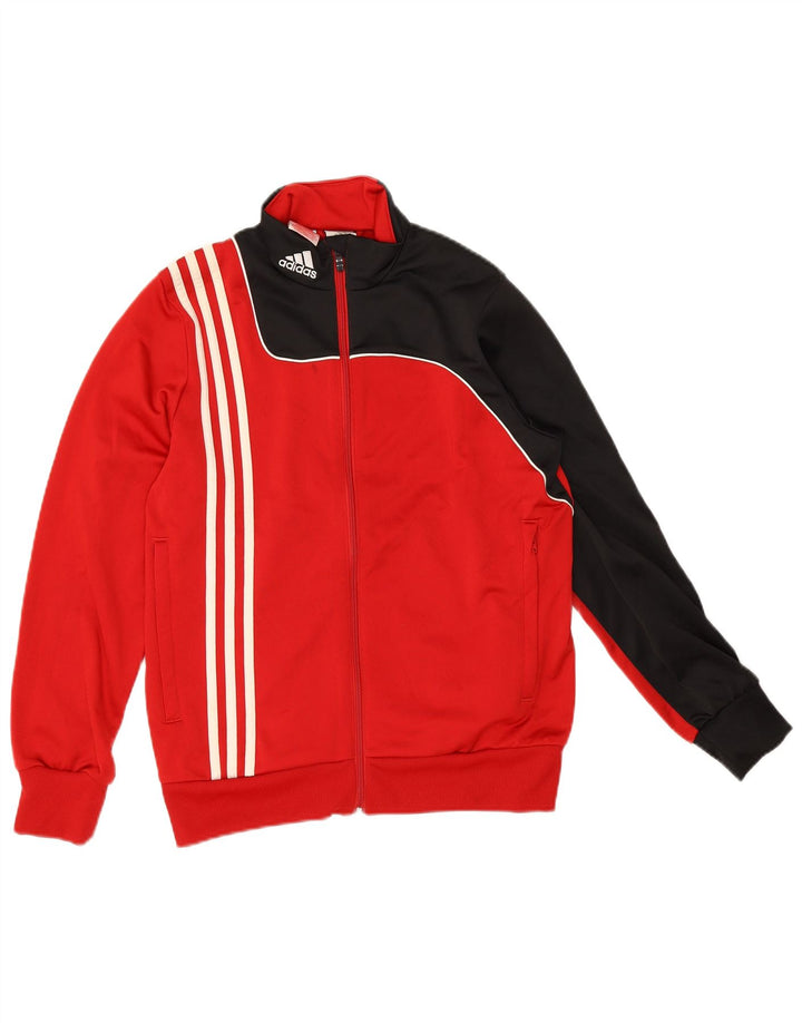 Adidas Jungen-Trainingsanzug-Top-Jacke, 13–14 Jahre, rotes Farbblock-Polyester
