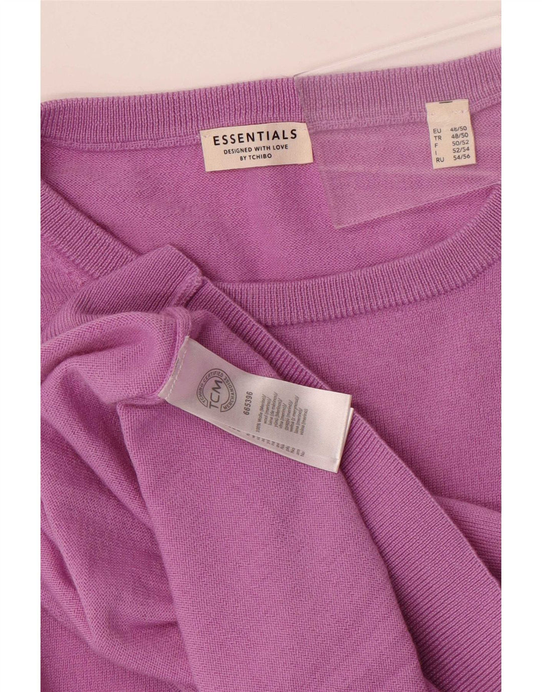 Essentials Herren-Pullover mit Rundhalsausschnitt, EU 48/50, mittelviolette Merinowolle