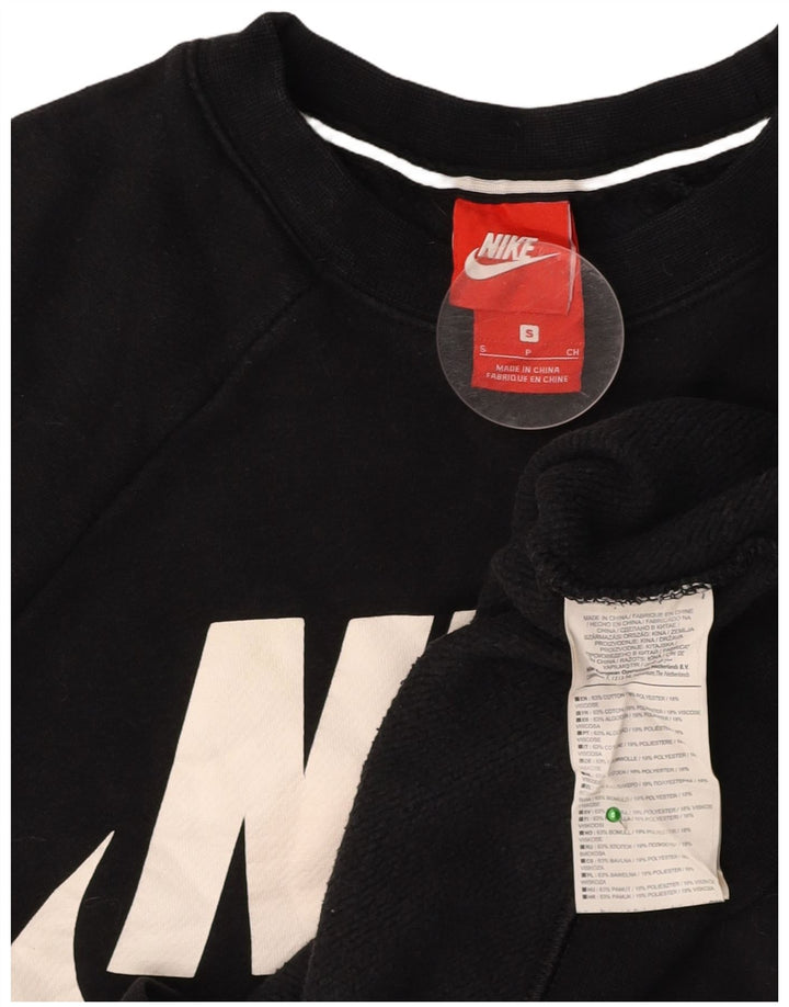 NIKE Womens Crop Oversized Graphic Sweatshirt Pullover UK 10 Small Schwarz