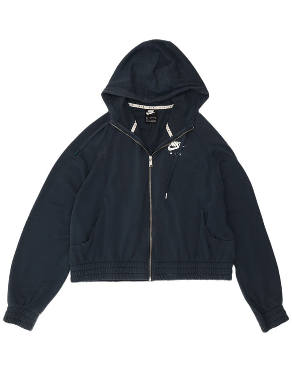 Nike Womens Oversized Crop Zip Hoodie Pullover UK 18 XL Marineblau Baumwolle