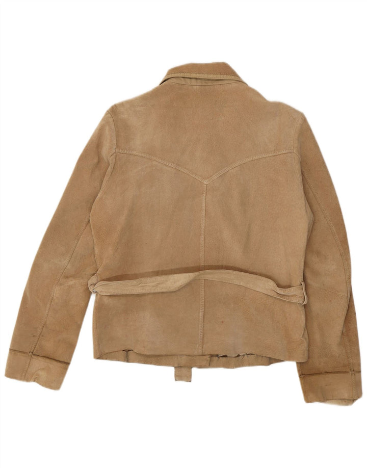 Vintage Damen Wildlederjacke IT 48 XL Beige Leder