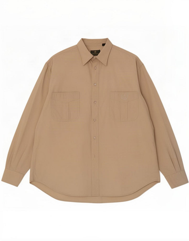 Brooksfield Herrenhemd Größe 43 Large Beige Cotton Classic