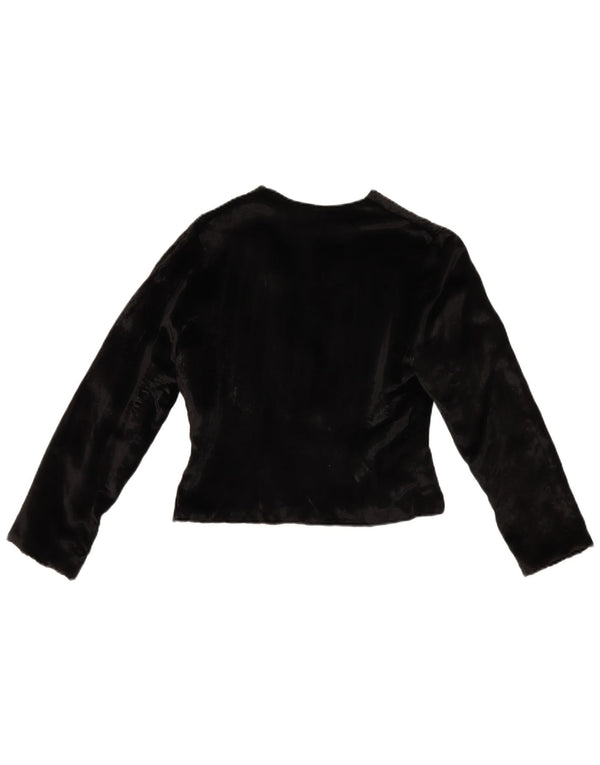 Vintage Damen Samt Bolero Jacke UK 10 Small Schwarz