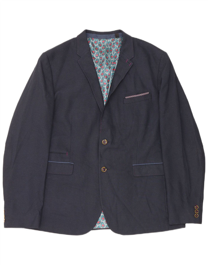 Ted Baker Herren-Blazer mit 2 Knöpfen, Größe 7 3XL, marineblaues Polyester